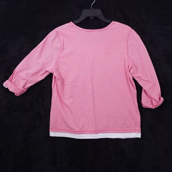 Fashion Bug Top Size Large Pink With White Stripes #1153 - Picture 4 of 4